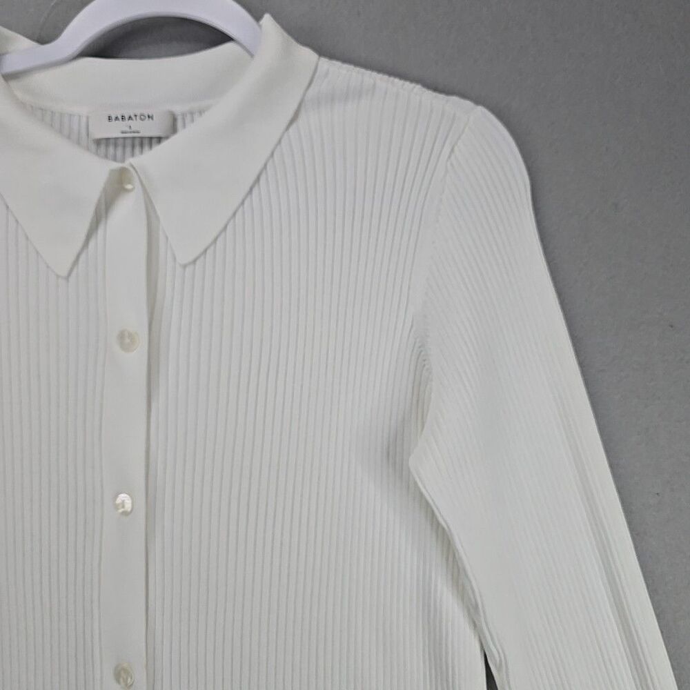 Babaton White Ribbed Button‑Front Cardigan - Picture 3 of 11